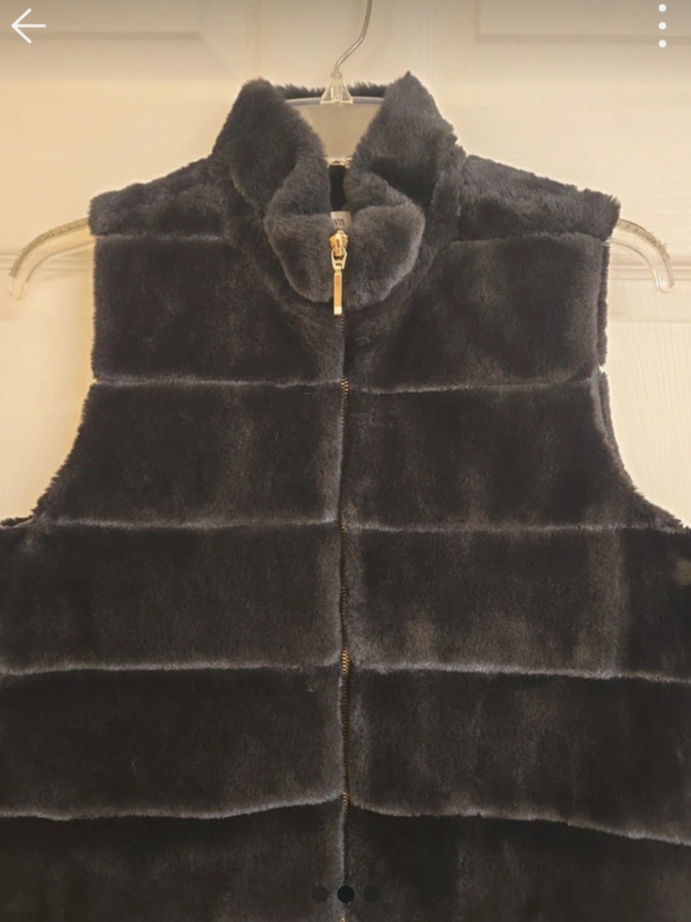 Crown &Ivy Black Faux Fur Puffer Vest